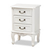 Baxton Studio Gabrielle White-Finished 3-Drawer Wood Nightstand 162-10259